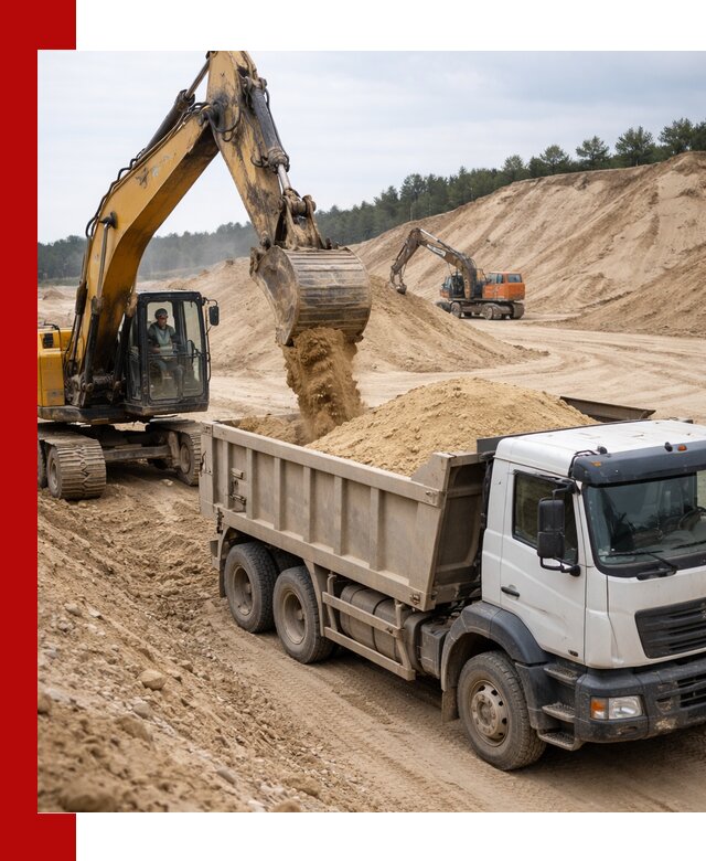 Доставка карьерного песка с самосвалами и разгрузкой в Котельниках