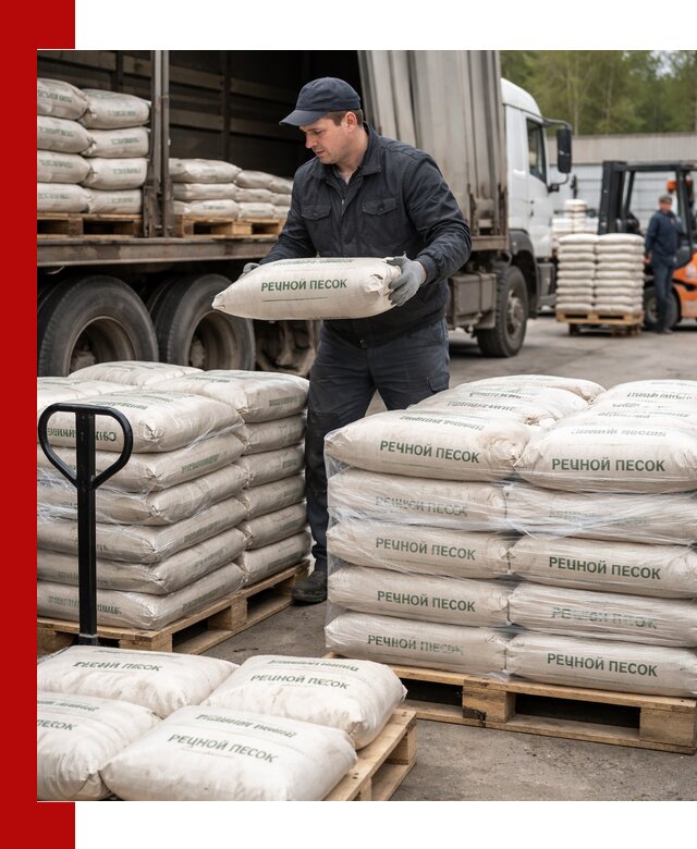 Речной песок в мешках с доставкой в Котельниках
