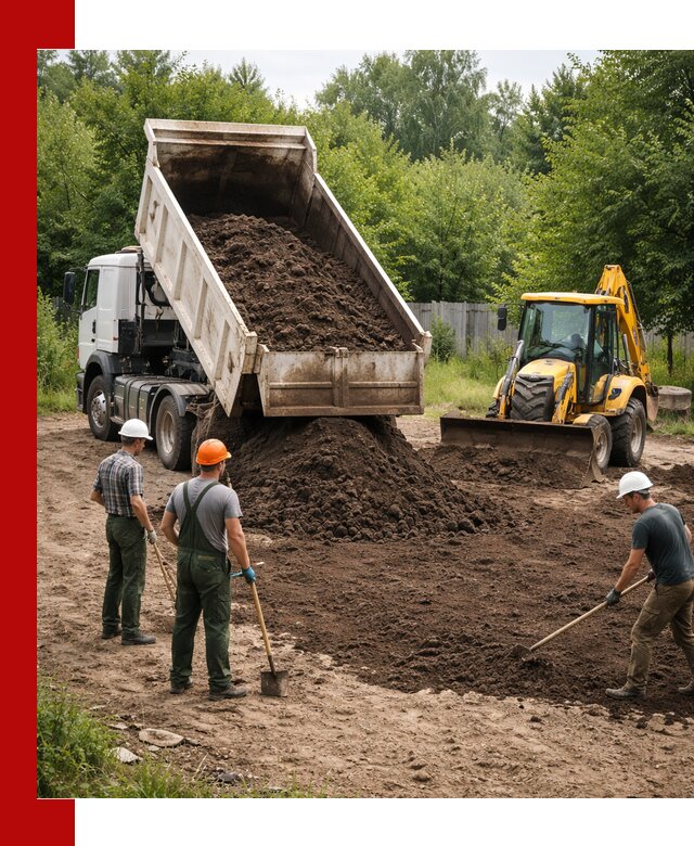 Доставка и укладка грунта для выравнивания участка в Котельниках