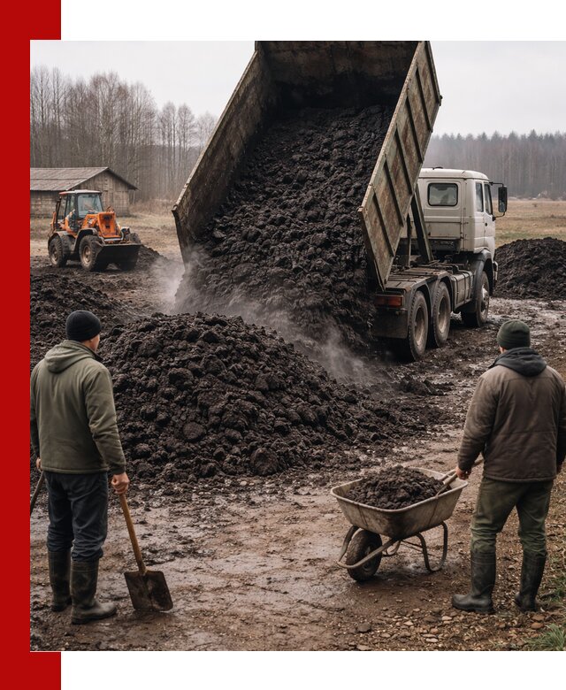 Доставка низинного торфа с разгрузкой и доставкой в Котельниках