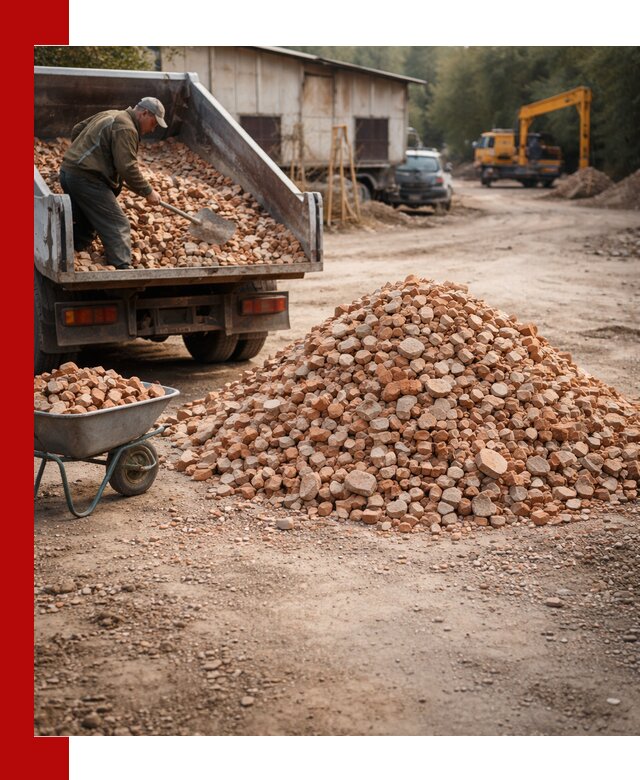 Доставка и подушка из боя кирпича с разгрузкой в Котельниках