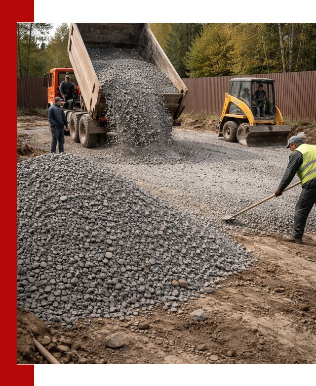 Отсыпка участка щебнем с доставкой и уплотнением в Котельниках